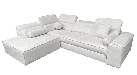 Rohová sedací souprava s funkcí spaní Viano VII šedomodrá levá Módní a stylová rohová sedací souprava s nastavitelnými opěrkami hlavy Dekorativní polštáře