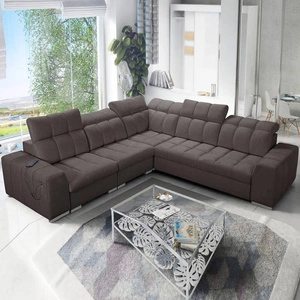 Rohová sedačka s funkcí spaní Luigi III hnědá levá pohodlná rohová sedačka do obývacího pokoje ideální pro každodenní relaxaci