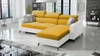 Rohová sedací souprava s funkcí spaní Savona žlutá / bílá pravá elegantní rohová sedací souprava s nastavitelnými opěrkami hlavy dekorativní prošívání