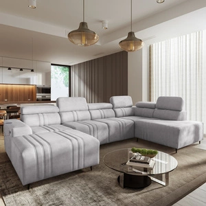 Rohová sedací souprava s funkcí spaní Castel VI šedý jasan levá pohodlná a elegantní rohová sedací souprava se dvěma nádobami na lůžkoviny