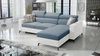 Rohová sedací souprava s funkcí spaní Savona modrá / bílá pravá elegantní rohová sedací souprava s nastavitelnými opěrkami hlavy dekorativní prošívání