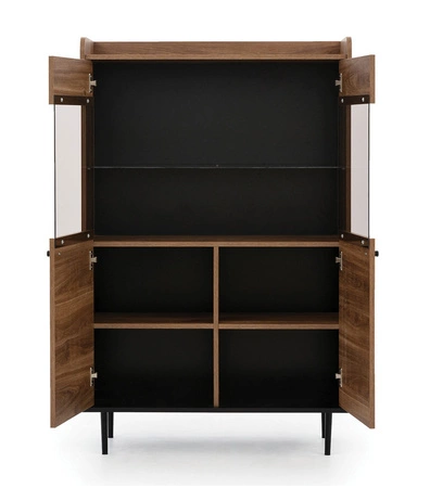 Nábytková sestava Apallo brandy dub castello moderní designová nábytková sestava na kovových nohách nástěnná skříňka do obývacího pokoje vysoké okraje stolových desek