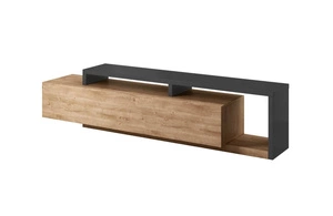 TV skříň Bota 219 cm antracit / dub ribbec moderní design a asymetrický tvar odolný proti poškození
