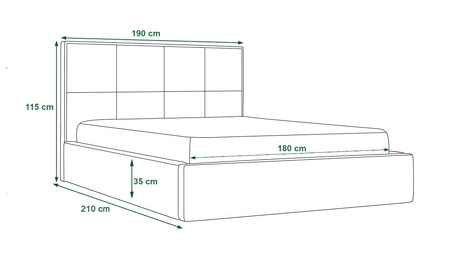 Čalouněná postel Aresa 180x200 s kontejnerem světle hnědá v moderním skandinávském stylu s pohodlným podhlavníkem