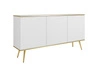 Komoda Luxury 160 cm bílý elegantní designový korpus doplněný zlatým lemováním komoda stojí na vysokých kovových nohách