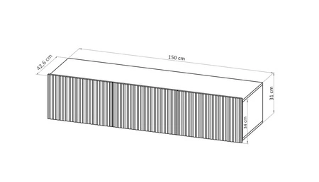 RTV skříňka Colder 150 cm bílá s možností zavěšení stylové drážkované čelo elegantní forma nábytku v moderním stylu
