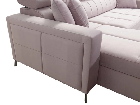 Rohová sedací souprava s funkcí spaní Nausa VI béžová levá stylová rohová sedací souprava do obývacího pokoje s pohodlnou povrchovou úpravou měkká sametová látka