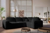 Rohová sedací souprava s funkcí spaní Arbon II černý pravý roh stylový design výrazný zaoblený tvar nádoba na lůžkoviny