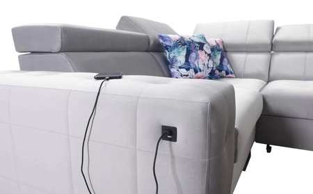 Rohová sedací souprava s funkcí spaní Hampton II námořnická modrá levá stylová rohová rozkládací pohovka měkké čalounění typ látky samet