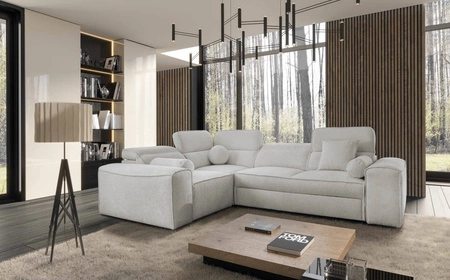 Rozkládací pohovka Viano II šedý jasan levotočivá designová rohová rozkládací pohovka v moderním designu