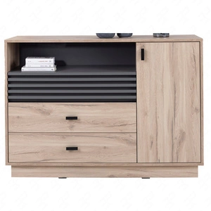 Komoda Estan 120 cm dub estan světlý / antracit moderní designový nábytek kvalitní zpracování hrany komody zakončené speciální dýhou