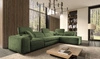 Rohová sedací souprava s funkcí spaní Viano XI zelená pravý roh trendy a stylová s nastavitelnými opěrkami hlavy dekorativní polštáře