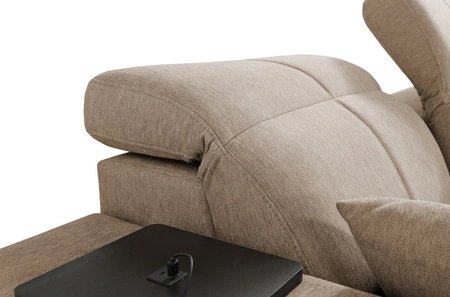 Rohová sedací souprava s funkcí spaní Tesalia V béžová levá komfortní rohová sedací souprava se zásuvkou a funkcí posuvného opěradla