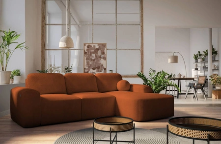 Rohová sedací souprava s funkcí spaní Arbon cihlově červená pravý roh moderní design s výrazným tvarem měkká látka