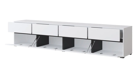 TV skříňka Cross 225 cm bílá jednoduchý tvar v moderním designu ideální skříňka do obývacího pokoje a obýváku geometrický tvar