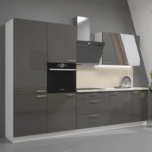 Sada kuchyňského nábytku Milo 310 cm lesklá povrchová úprava čel stylové skříňky hodící se do každého kuchyňského interiéru