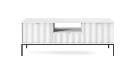Moderní design bílé RTV skříňky Lovro 154 cm potěší milovníky osobitých interiérů