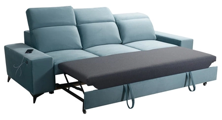 Pohovka s funkcí spaní Kelly honey stylová pohovka do obývacího pokoje s jednoduchým designem nastavitelné opěrky hlavy velurová tkanina