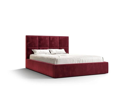 Čalouněná postel Aresa 160x200 s úložným boxem bordó v moderním skandinávském stylu s pohodlným čelem