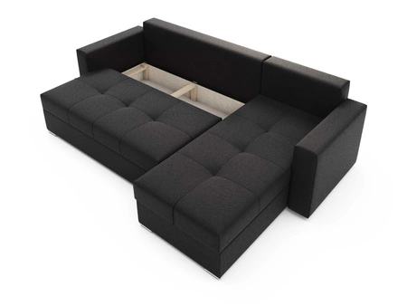 Černá pravá rohová pohovka Aldo s funkcí spaní zaručuje nejvyšší pohodlí a funkčnost