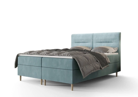 Tyrkysová kontinentální postel Voltera 160x200 v moderním skandinávském stylu s výrazným čelem