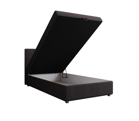 Kontinentální postel Flint 100x200 grafit v moderním skandinávském stylu s čalouněným čelem postele s úložným boxem