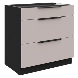 Stojící kuchyňská skříňka se zásuvkami Tarraco 80 D 3S BB kovová hrana úchytky skříňka odolná proti vlhkosti a poškození