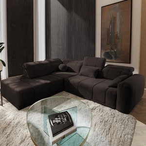 Rohová sedací souprava s funkcí spaní Cetara VII hnědá levá Vysoce kvalitní rohová sedací souprava do obývacího pokoje s pohodlným posuvným opěradlem