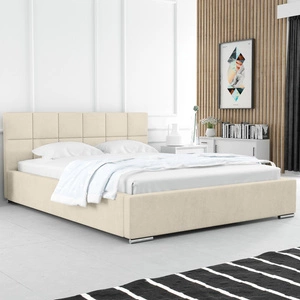 Čalouněná postel Costa 160x200 béžová stylová postel s úložným prostorem na lůžkoviny pohodlný podhlavník zaujme svým elegantním designem