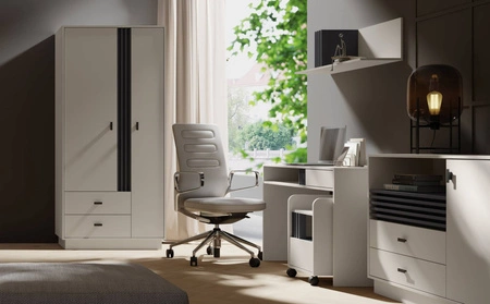 Šatní skříň Estan 90 cm béžová / antracitová moderní designový nábytek ideální do pokoje pro mládež a předsíně