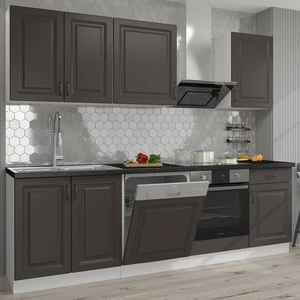 Sada kuchyňského nábytku Silver 250 cm skříně vypadají skvěle v klasických i moderních skandinávských interiérech