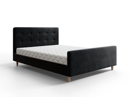 Čalouněná postel Isara 160x200 černá s úložným prostorem v moderním skandinávském stylu s výrazným čelem a podnožkou