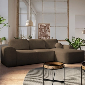 Rohová pohovka s funkcí spaní Arbon hnědá pravý roh moderní design s výrazným tvarem měkká látka