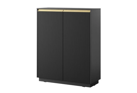 Stylová nástěnná skříňka s frézovanými čely a elegantními úchytkami v barvě broušeného zlata Imperial black furniture set