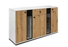 Zásuvková komoda Senja 140 cm bílá / dub řemeslně elegantní design dekorativní drážkované čelo s kovovou rukojetí