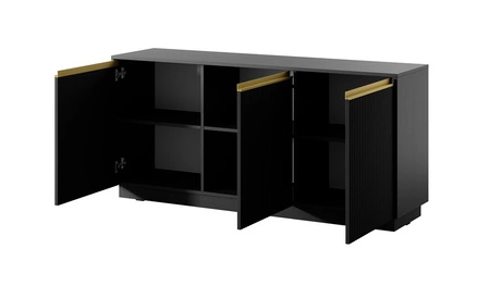 Stylová nástěnná skříňka s frézovanými čely a elegantními úchytkami v barvě broušeného zlata Imperial black furniture set