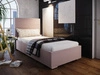Čalouněná postel Eljas 90x200 pudrově růžová s moderním stylem čela ideální do pokoje pro mladé nebo malé ložnice