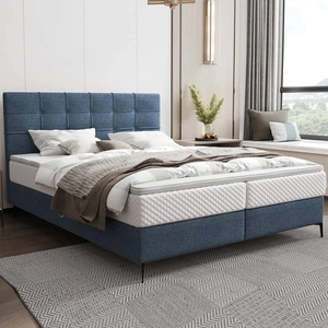 Kontinentální postel Irvine 180x200 modrá stylová postel s úložným prostorem na lůžkoviny pohodlné čelo zaujme svým elegantním designem