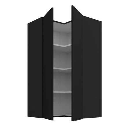 Rohová kuchyňská nástěnná skříňka černá 60x60 GN-108 2F kovová hrana úchytka skříňka odolná proti vlhkosti a poškození