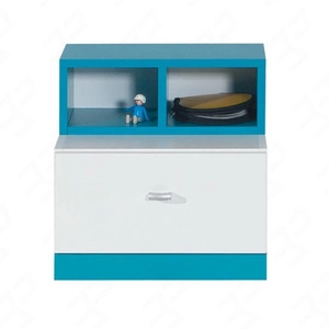 Noční stolek se zásuvkou Mobi 40 cm bílý / tyrkysový funkční nábytek do pokoje pro mládež