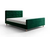 Čalouněná postel Isara 140x200 lahvově zelená s kontejnerem v moderním skandinávském stylu s výrazným čelem a podnožkou