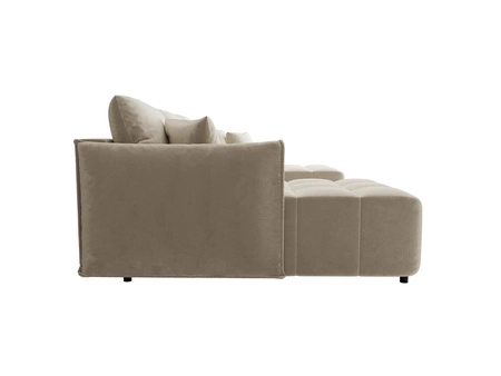 Rohová sedací souprava s funkcí spaní Oroso U béžový kontejner na lůžkoviny měkká sametová tkanina s hydrofobní vrstvou dekorativní prošívání