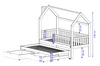 Dětská postel Miki 80x160 cm bílá Rozkládací postel pro 2 osoby do dětského pokoje Postel z masivního borovicového dřeva na chalupu