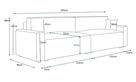 Rozkládací pohovka Brandon XL Bis patina moderní design trojrozměrná tkanina s výrazným pruhem nádoba na lůžkoviny