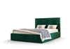Čalouněná postel Hestia 160x200 s kontejnerem na lahve zelené barvy v moderním skandinávském stylu s pohodlnou opěrkou hlavy
