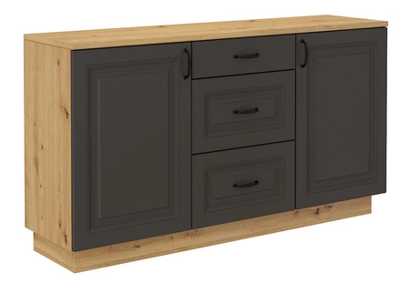Komoda Styl 150 cm dub artisan / šedý grafit užitková a funkční komoda kovové úchyty stylová frézovaná čela