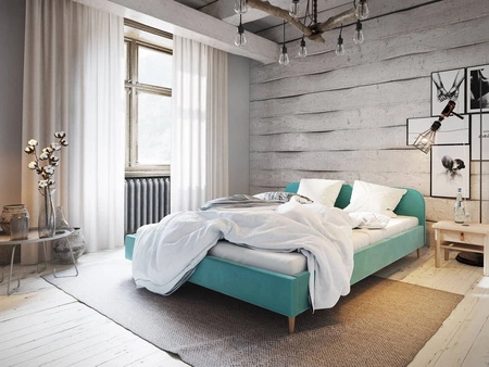 Modrá čalouněná postel Ivrea 160x200 s moderním čelem ideální do ložnice