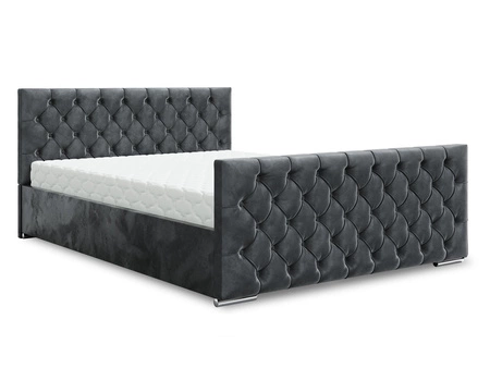 Čalouněná postel Viamao 160x200 v grafitové barvě s úložným boxem v moderním skandinávském stylu s prošívaným čelem a nohama