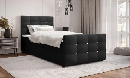 Kontinentální postel Kansas 120x200 černá v moderním skandinávském stylu s čalouněným čelem a nohama