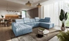 Rohová pohovka s funkcí spaní Castel VI modrá levá pohodlná a elegantní rohová pohovka se dvěma nádobami na lůžkoviny